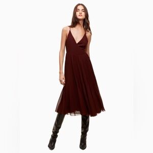 Wilfred Beaune Pleated Midi Dress, Size XXS